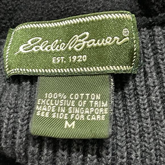 Eddie Bauer Womens Sweater 1/4 Zip Size M Medium Gray 100% Cotton Long Sleeves - Picture 5 of 5